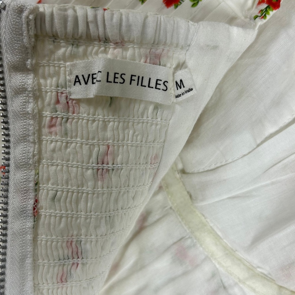 Avec Les Filles White Floral Corset Top W/Red Rose Print- NWT- See Description - Picture 4 of 6